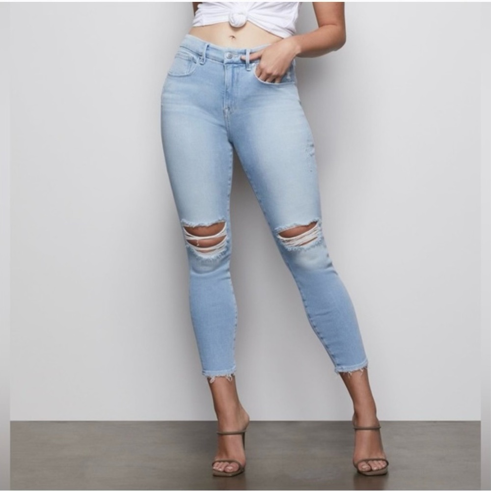 NWOT Good American Good Legs Crop Jeans 24 Blue 379